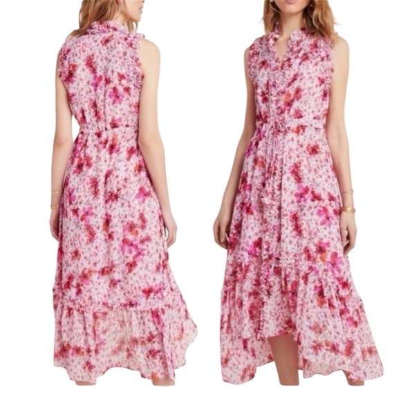 Misa Los Angeles Dresses & Skirts - MISA Los Angeles Aurelie Pink Floral Midi Dress Sleeveless Gardenia Size S Boho